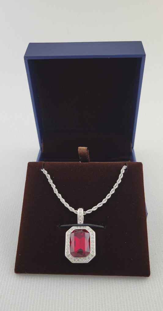 Ruby Pendant Necklace S925