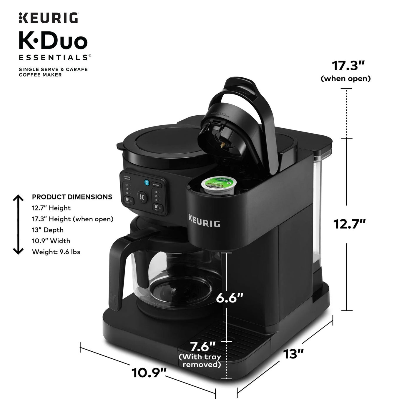 Keurig K-Duo Essentials, Hot & Iced Single-Serve K-Cup Pod Coffee Maker & Carafe