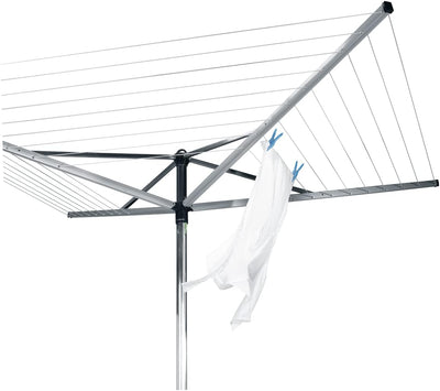 Brabantia Topspinner 4-Arm Clothesline (164 ft, Ø 1.8") - Spinning, Folding Rack with Ground Spike, Gray