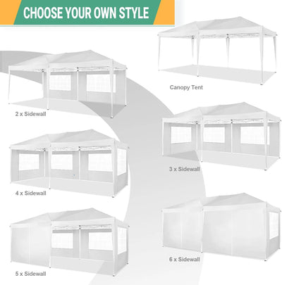 COBIZI 10x20 Pop-Up Canopy Tent with 6 Sidewalls, Waterproof & UPF 50+ - Perfect for Weddings & Events