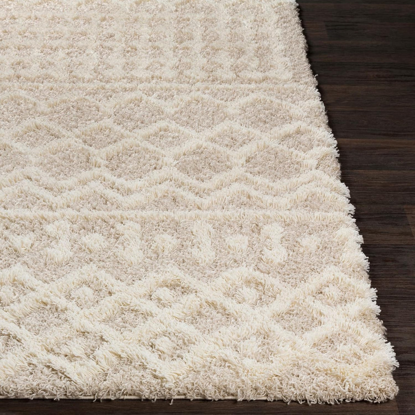 Livabliss Hapsburg Moroccan Shag Area Rug - 6'7" x 9'6", Beige, Soft & Durable