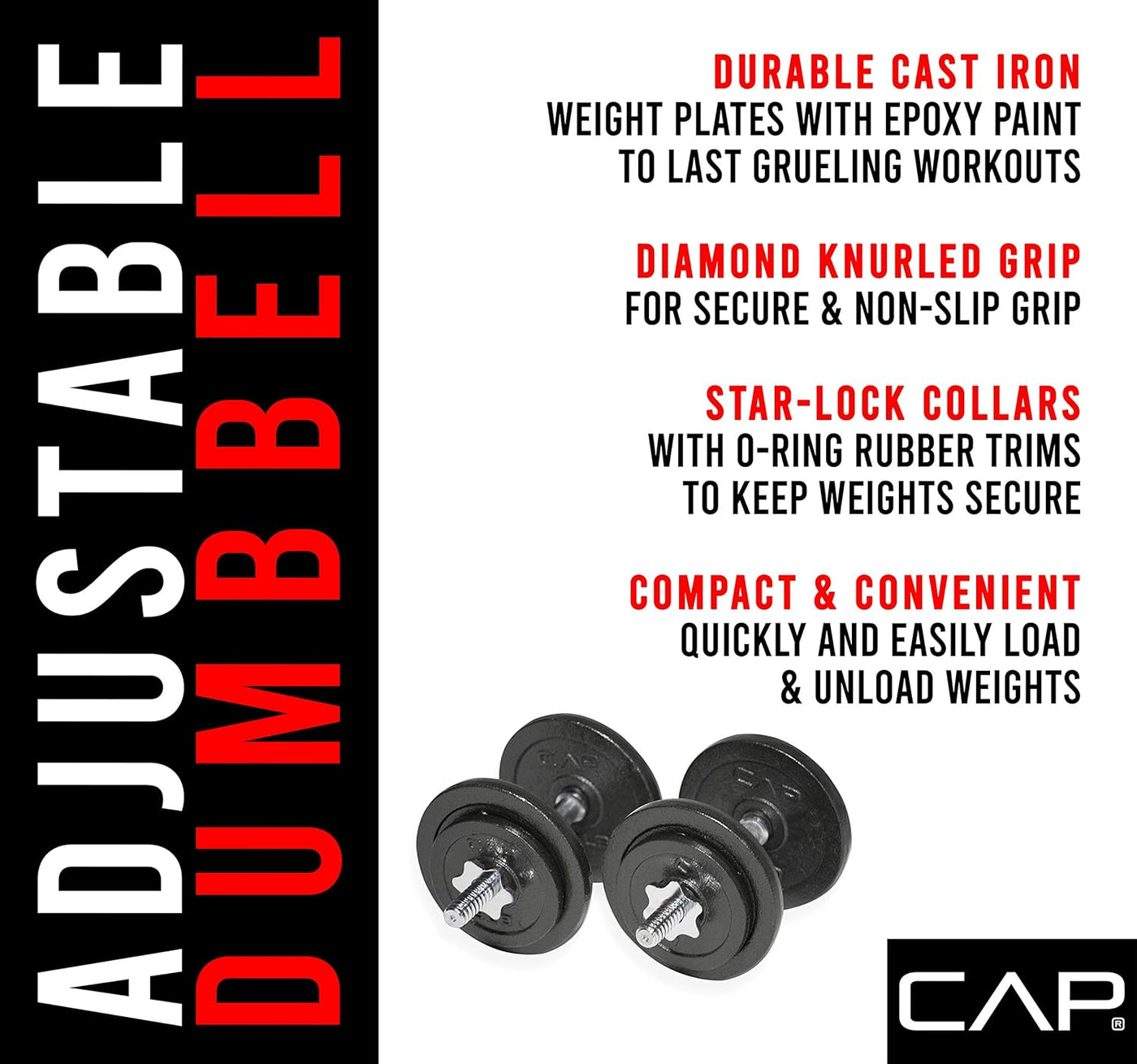 CAP Barbell 25-Pound Adjustable Dumbbell Weight Set