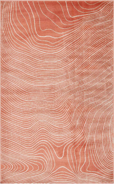 Superior Veer Collection Area Rug - Plush Wood Grain Design, Coral, 8' x 10'