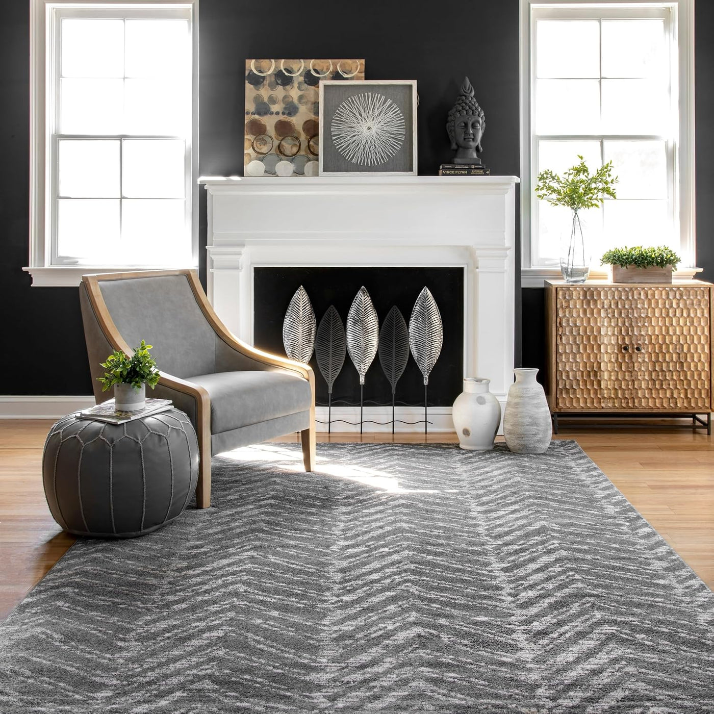 nuLOOM Rosanne Transitional Striped Area Rug - 8' x 10', Dark Grey