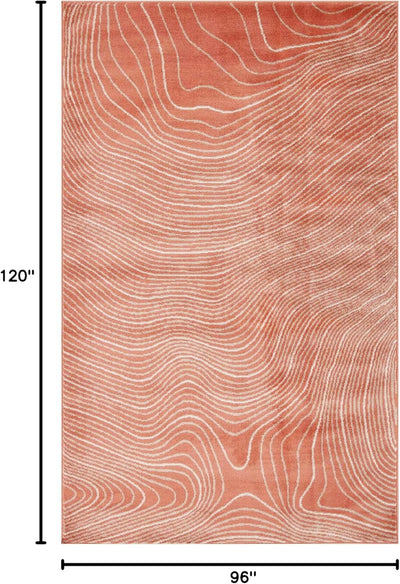 Superior Veer Collection Area Rug - Plush Wood Grain Design, Coral, 8' x 10'