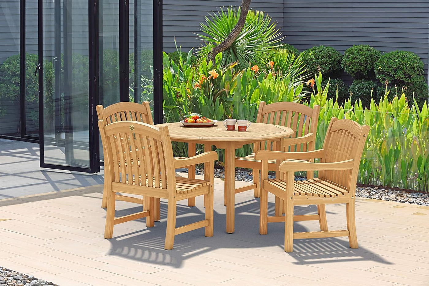 Amazonia Pennsylvania 5-Piece Teak Dining Table Set - FSC Certified, Outdoor/Indoor