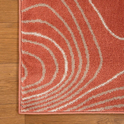 Superior Veer Collection Area Rug - Plush Wood Grain Design, Coral, 8' x 10'