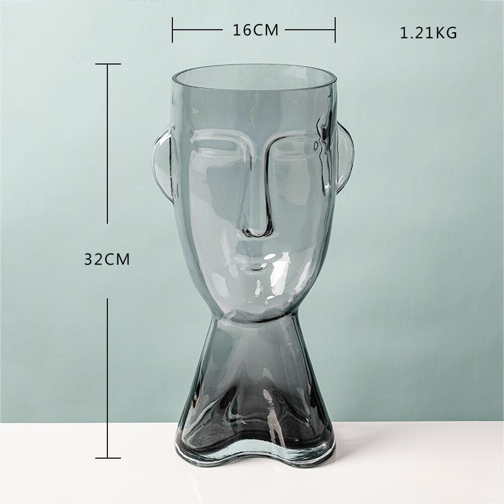 Abstract Human Face Glass Vase