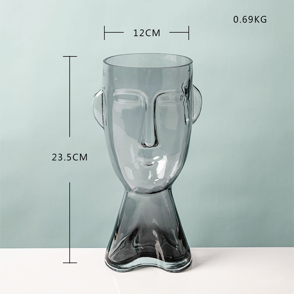 Abstract Human Face Glass Vase