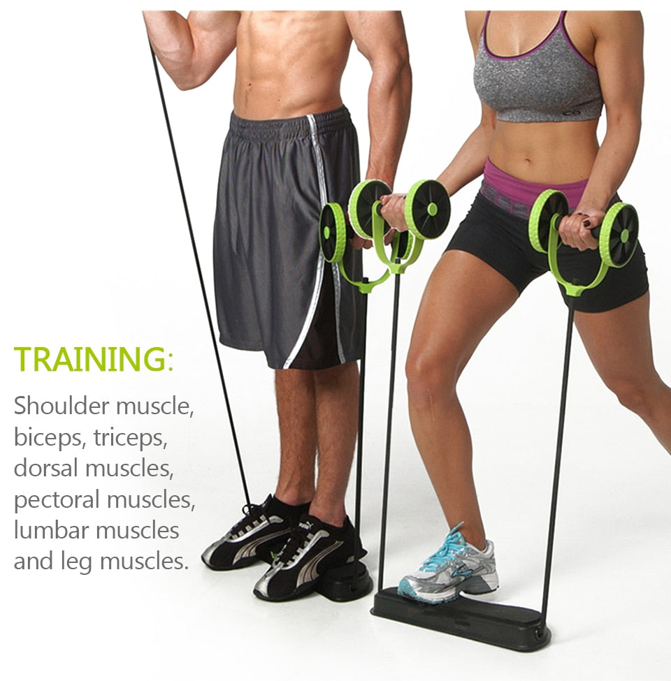 AB Roller Set with Adjustable Resistance Bands