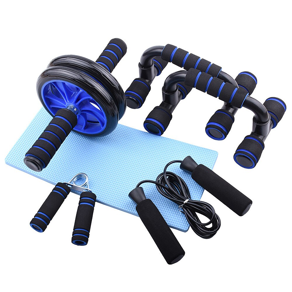 Exercise Equipment Set with Ab Roller, Push Up Bar, and Jump Rope