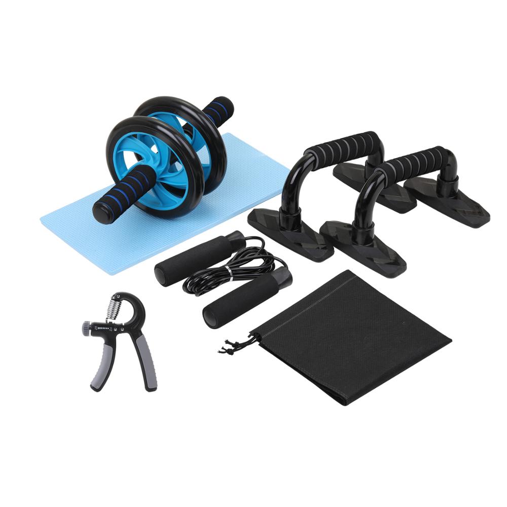 Exercise Equipment Set with Ab Roller, Push Up Bar, and Jump Rope