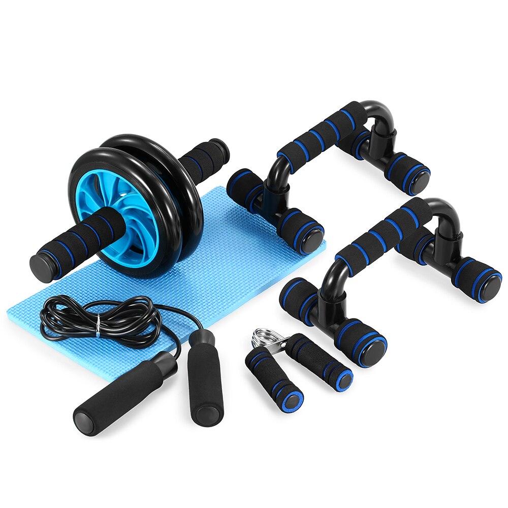 Exercise Equipment Set with Ab Roller, Push Up Bar, and Jump Rope