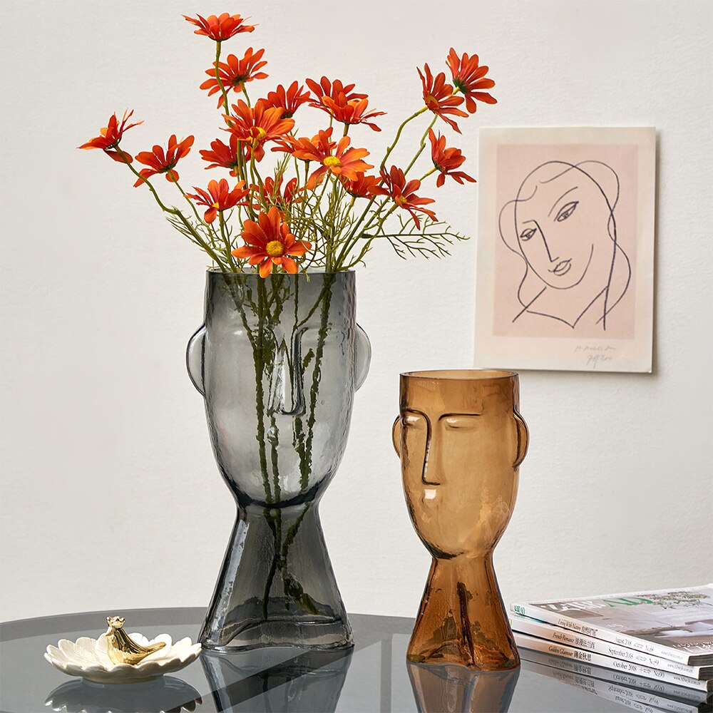 Abstract Human Face Glass Vase