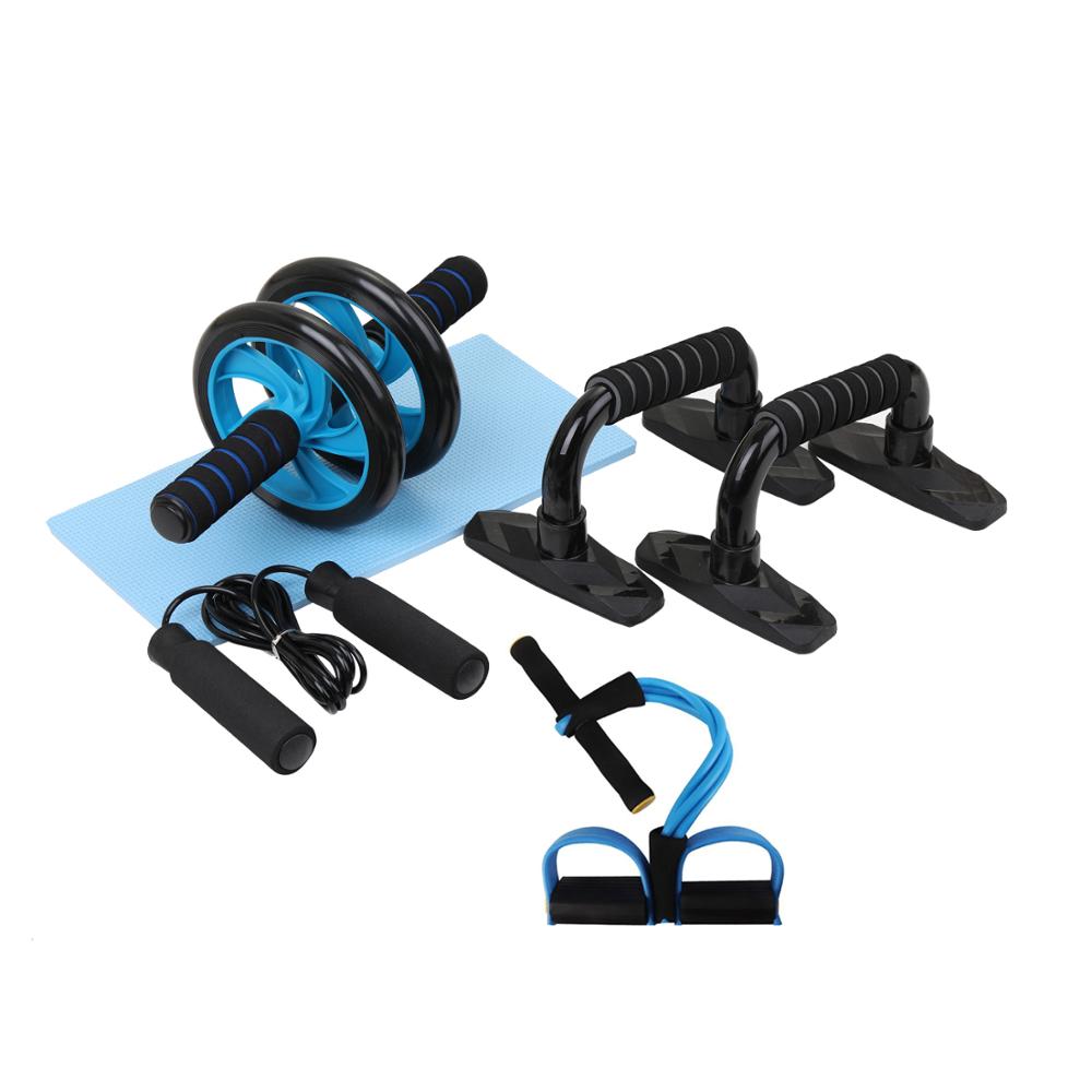 Exercise Equipment Set with Ab Roller, Push Up Bar, and Jump Rope