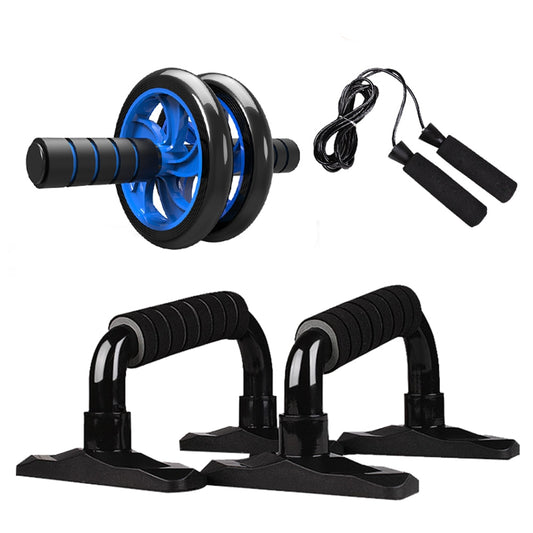 Exercise Equipment Set with Ab Roller, Push Up Bar, and Jump Rope