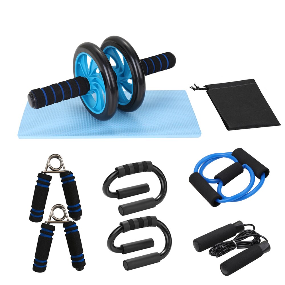 Exercise Equipment Set with Ab Roller, Push Up Bar, and Jump Rope